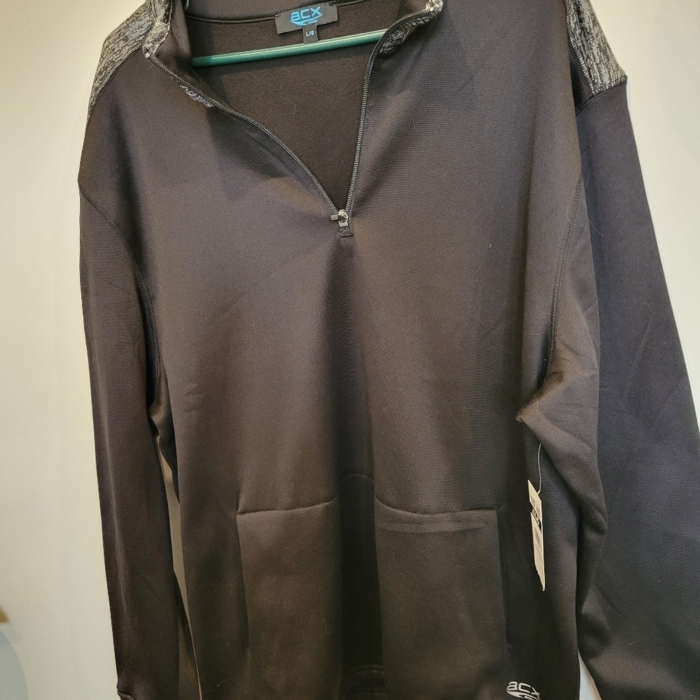 ACX Active Black & Grey Quarter Zip SPORT sweater Jacket NWT